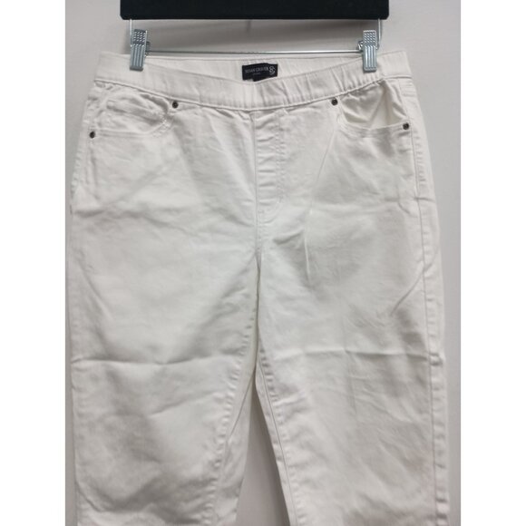 Susan Graver Womens Cropped Jeans Sz 10 White Straight Leg Pull On Resort - Picture 2 of 10